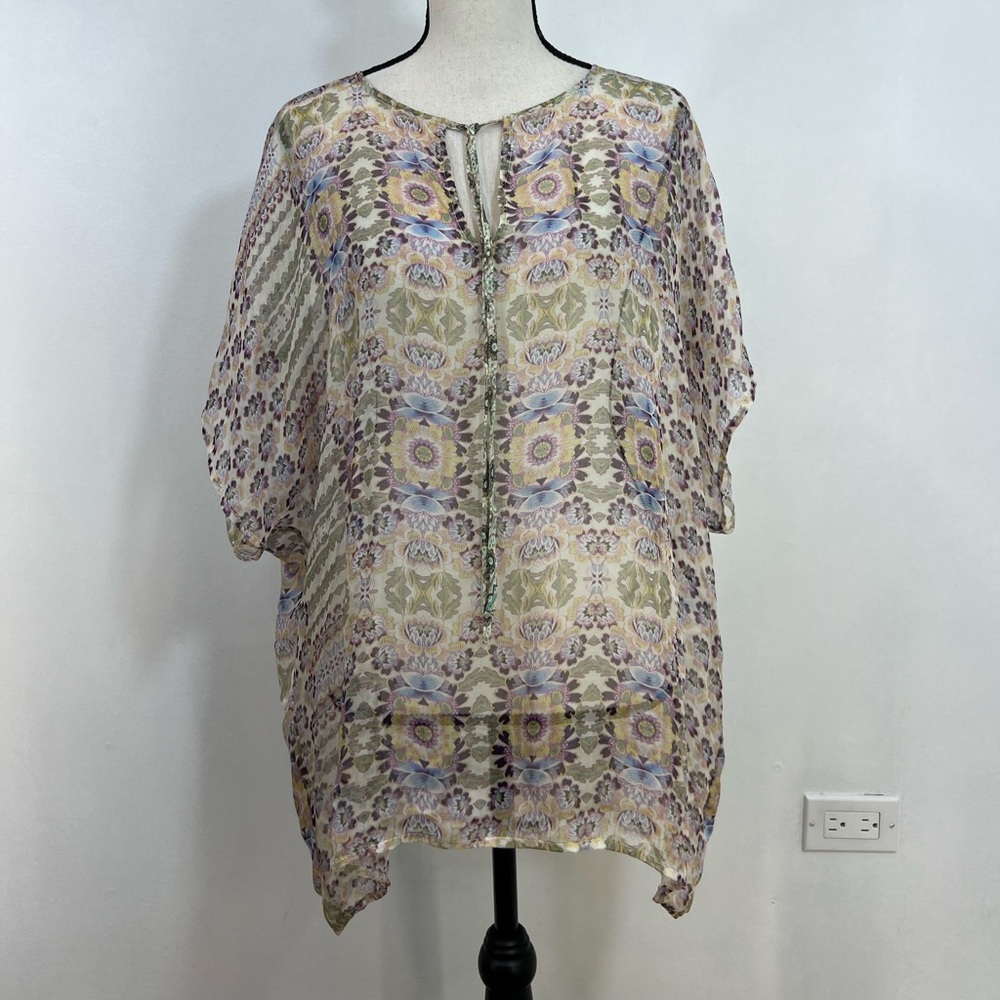 Johnny Was Multicolor Floral Tunic Top